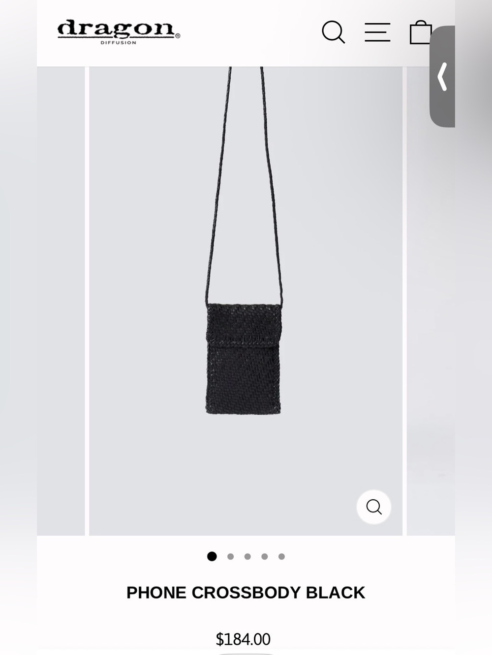 NWT Dragon Diffusion Phone Cross Body Bag Black Leather